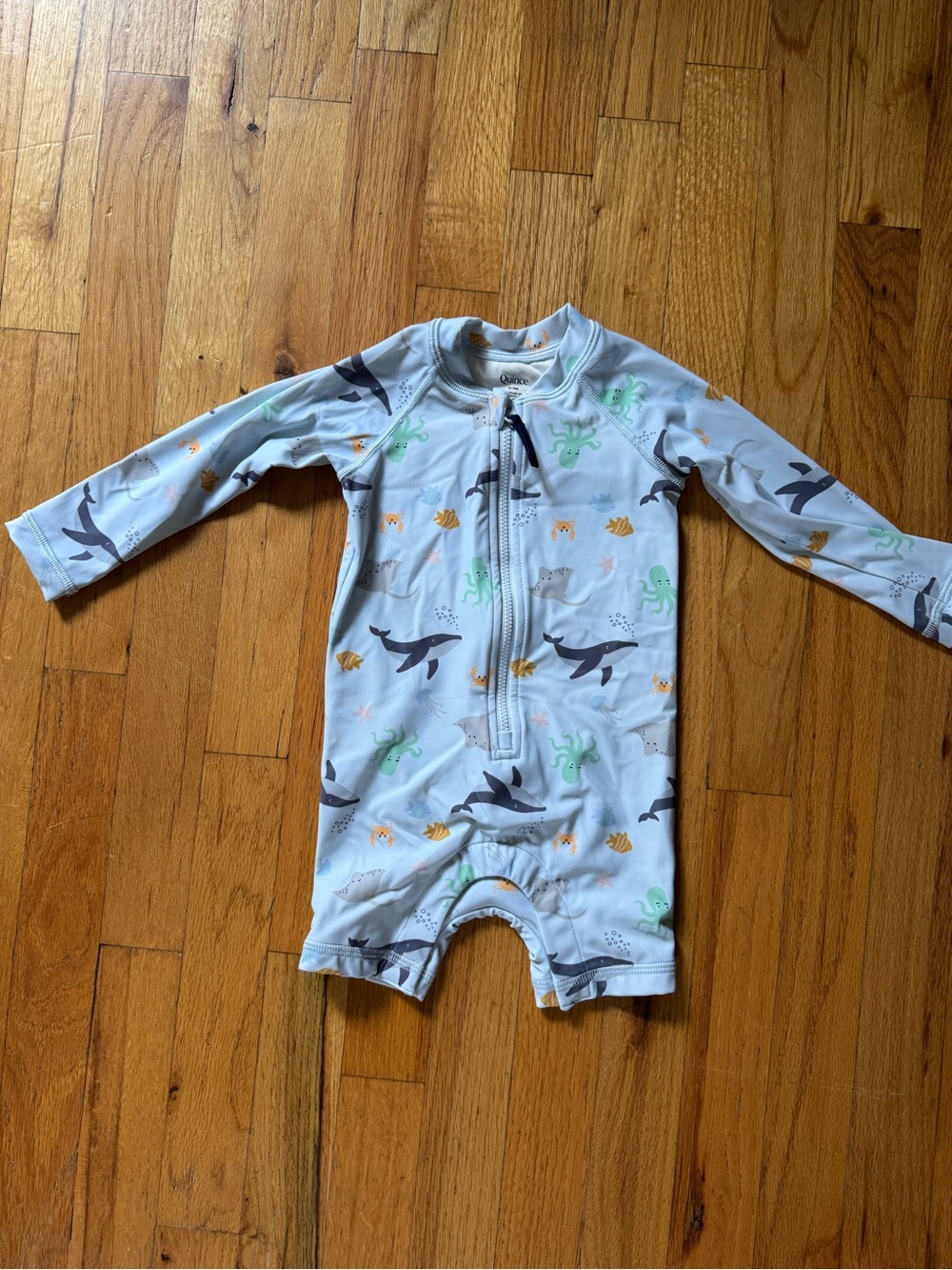 Quince Blue Baby Swimsuit Rash Guard with Sea Creature Print - Size 12 to 18 mo